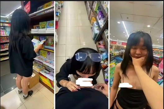 Nàng quyến rũ nổi bật trong cửa hàng sách